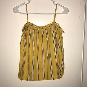 Yellow striped off-the-shoulder top